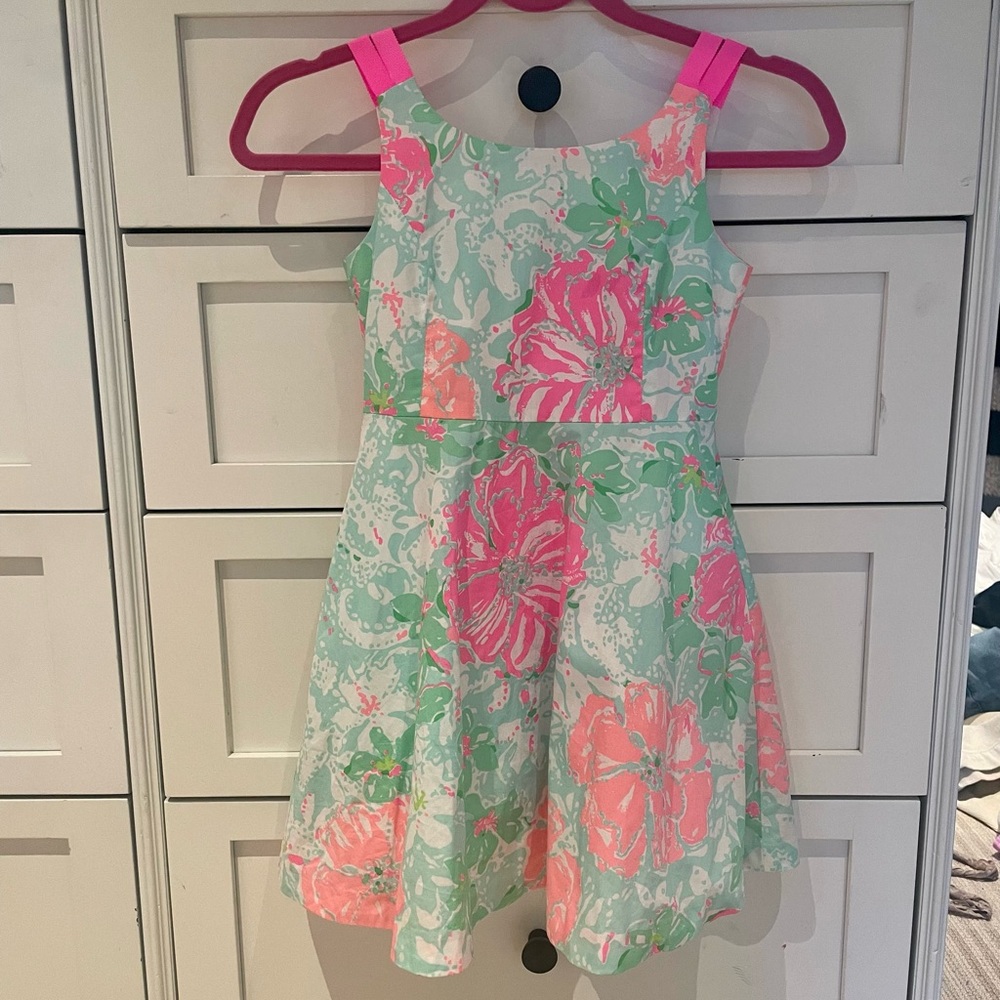 Lilly Pulitzer Kids Dress in Pink and Green Floral
